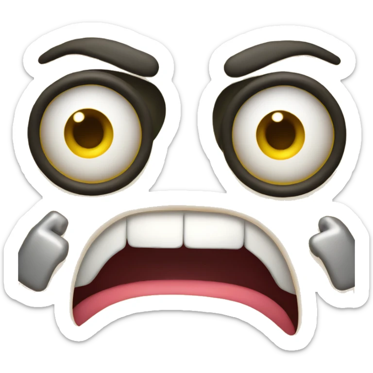 Yellow Emoji shaking head aggressively with tongue sticking out all the way with his eyes wide open sticker