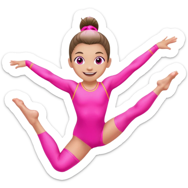 "A gymnast in neon pink outfit with a smile and a look of surprise (normal skin) sticker