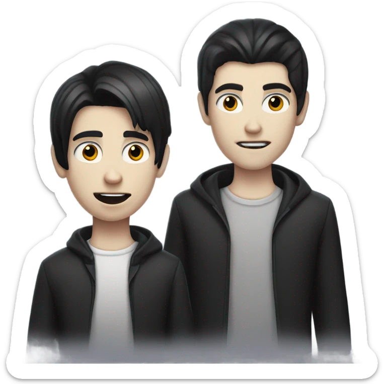 straight black hair white male teenager mixed with vampire emoji white skin  sticker