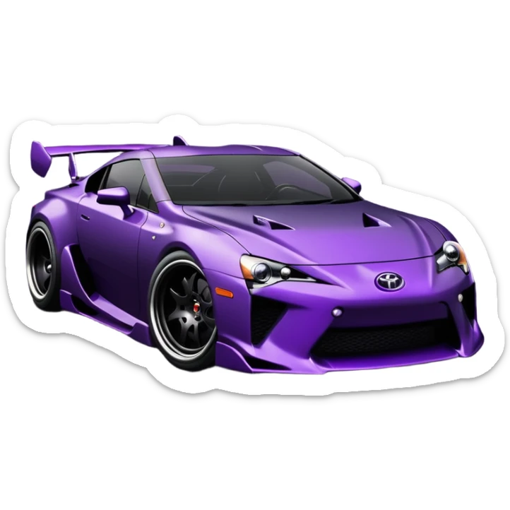 futuristic Jetson’s midnight-dark-purple over stealthy black metallic  Toyota LFA street rat rod  understated  sticker