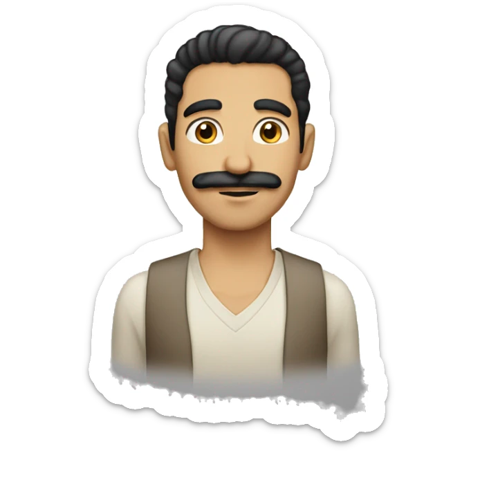 Yemeni Arab man with lighter skin tone and black hair and moustache sticker