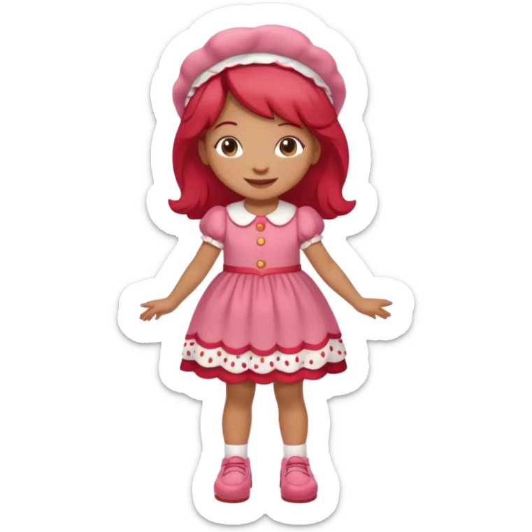 pretty and cute realistic strawberry shortcake full body with red shoes standing sticker