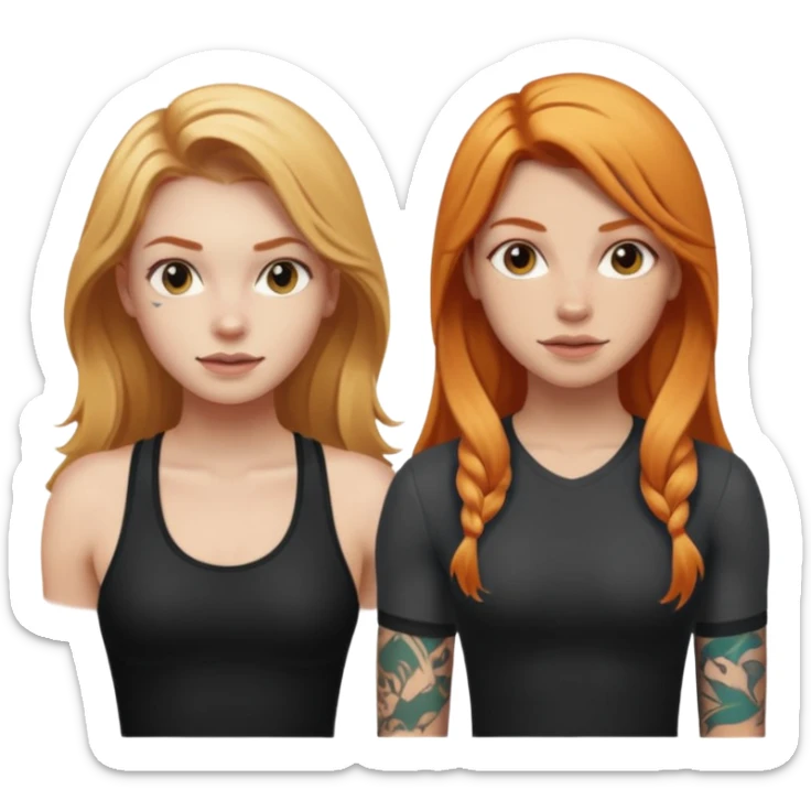 girl with long blonde hair and tattoos and an athletic ginger girl sticker