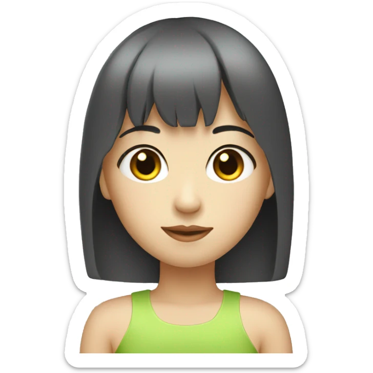 Asian girl with black hair and straight bangs laptop sticker