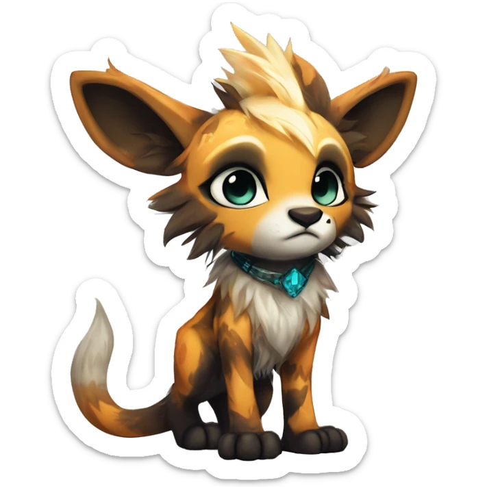 Cool cute Kawaii edgy fantasy shiny animal  fursona Fionbri vernid by griffsnuff & LiLaiRa & Falvie full body sticker