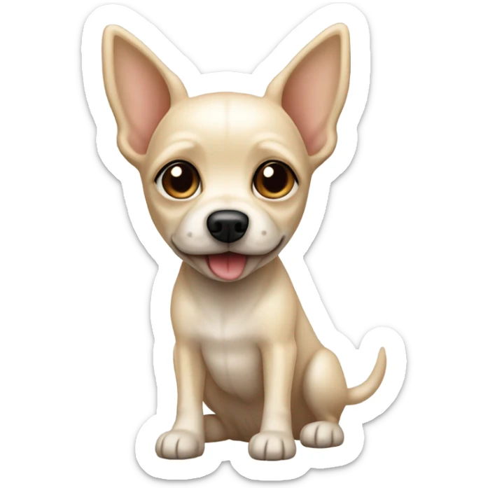 skinny little cream terrier dog pointy ears chihuahua  sticker
