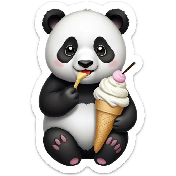 Panda eating ice cream sticker