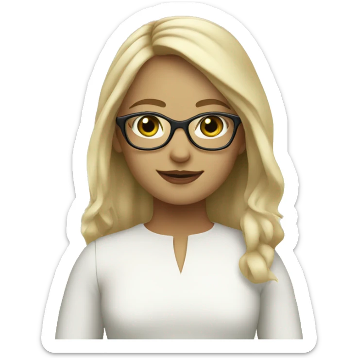 girl with blonde hair and glasses green eyes in a park with white dress sticker
