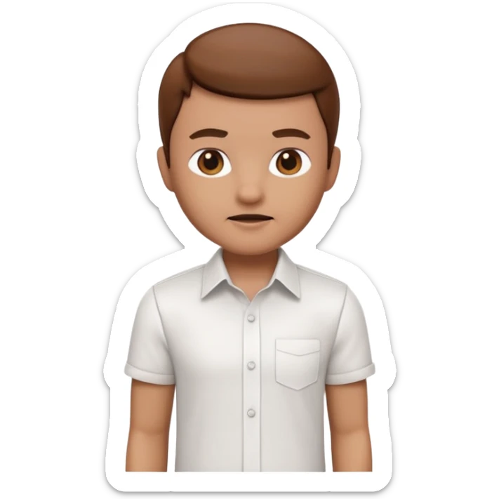 A 3D cartoon white shirt with a brown soil stain in the center, smooth fabric texture, bright lighting, realistic Memoji-style look. sticker