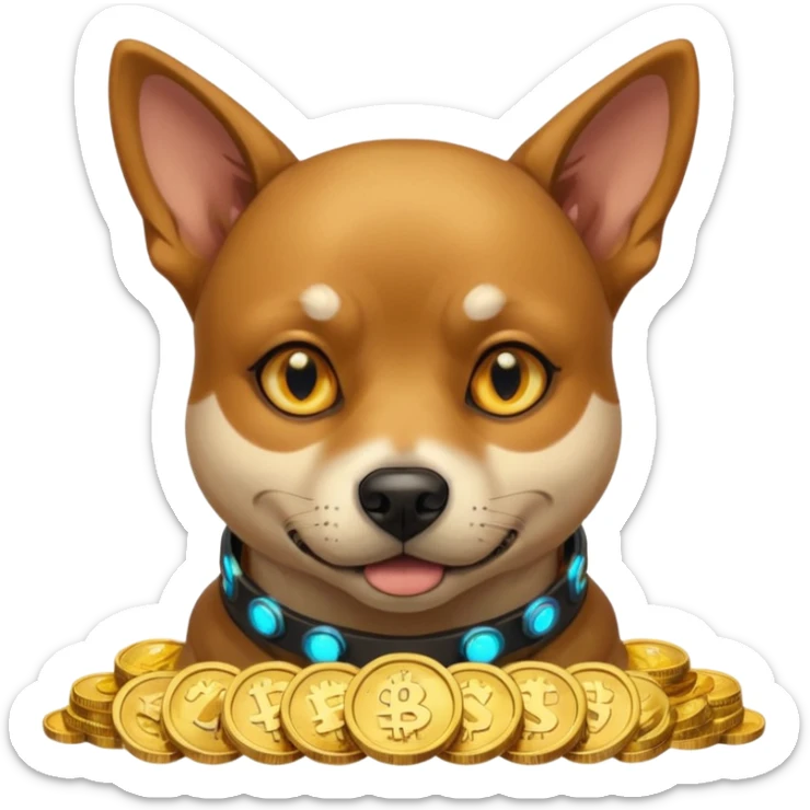 i want to create a dog like from cyberpunk with one elctronic eye like a pirate one and he looks greedy with golden coins sticker