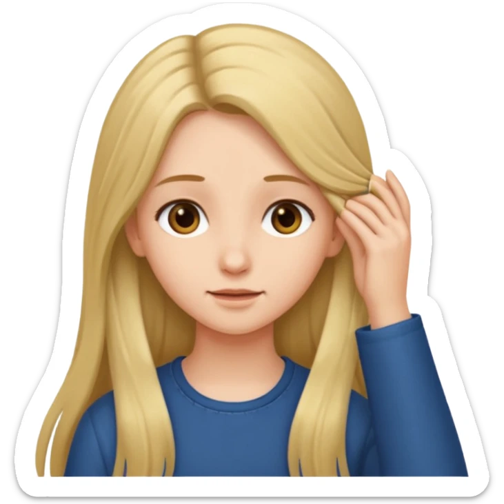 girl with long hair tucking hair behind her ear sticker