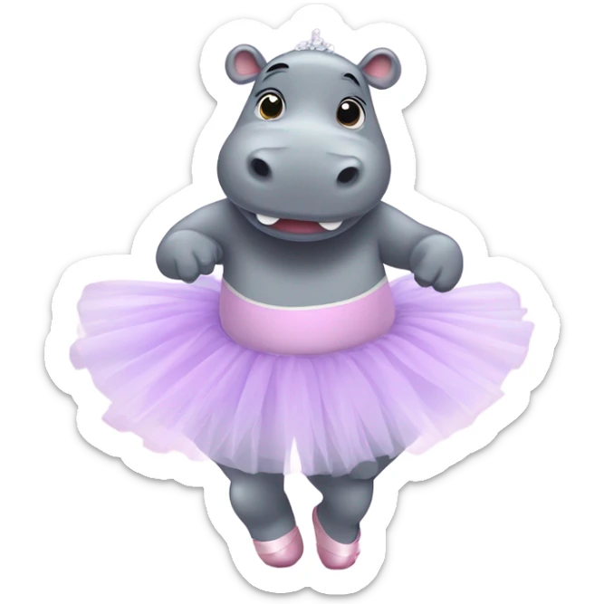 Hippo ballerina sticker