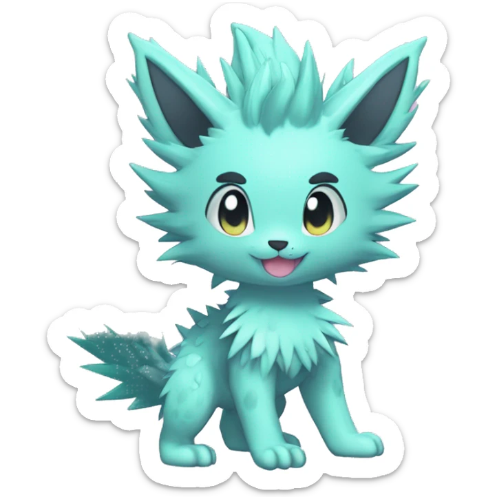 Anthro Scalie Spiky Cool Edgy Magical Shiny Colorful Pastel Sparkle Kemono-style Chibi Fantasy-Animal-Fakémon-Pokémon-Hybrid Fur Sona Aesthetic Full Body sticker