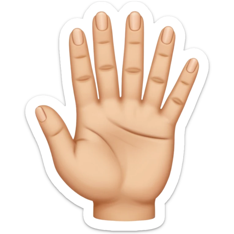 A normal hand with 5 fingers. Al fingers are straight but the thumb. He is not visible because he is turned to the inside of the hand. Also the middle finger and the ring finger are crossed  sticker