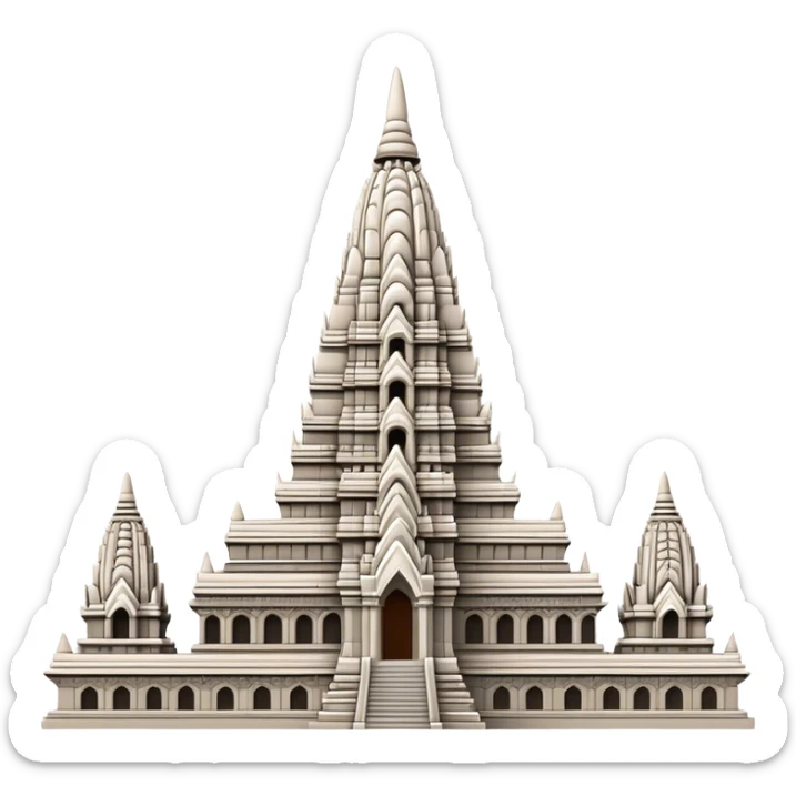 Cinematic Realistic Prambanan Temple Landmark Emoji, depicted as an ornate Hindu temple complex rendered with lifelike detail and dramatic, historical lighting. sticker