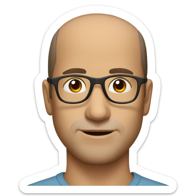 Man with receding hair line brown hair and brown eyes andglasses  sticker