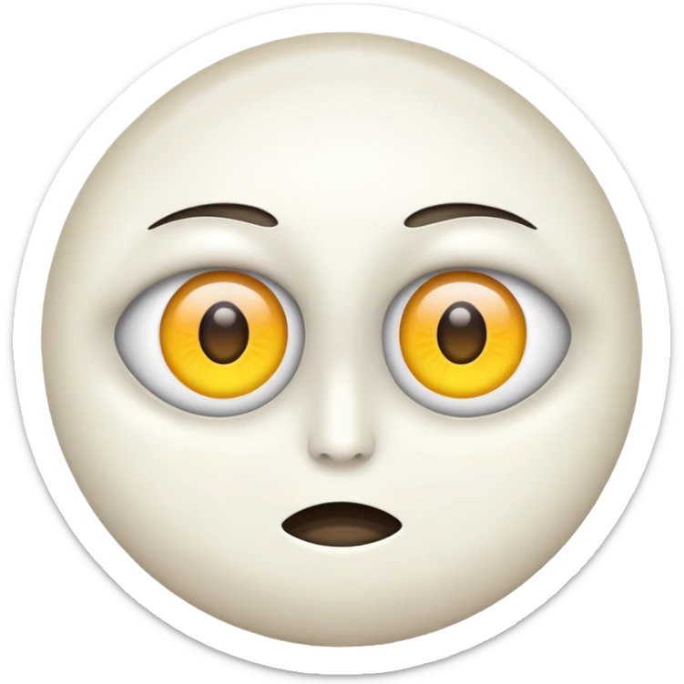 The normal "eye roll" emoji, but instead of black dots for pupils in the eyes, no pupils, just all-white eyes, as if the eye had rolled all the way  sticker
