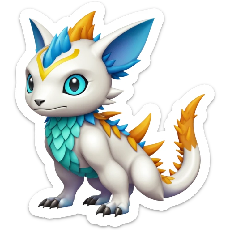colorful Fakémon-Digimon-Fionbri-Trico-creature (full body) sticker
