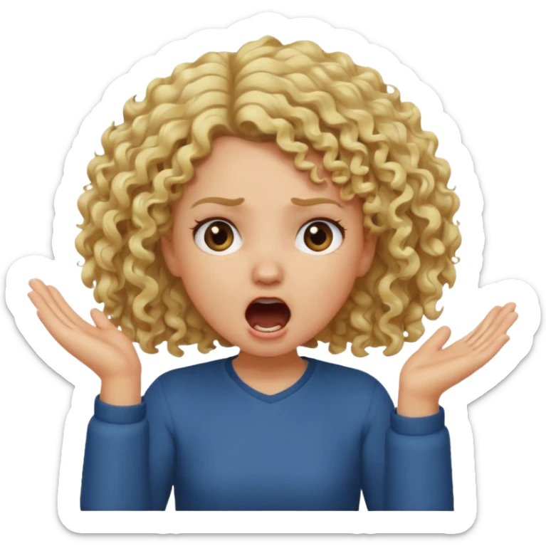 Emoji di ragazza bionda riccia che urla ma non è spaventata e mette una mano in faccia sticker