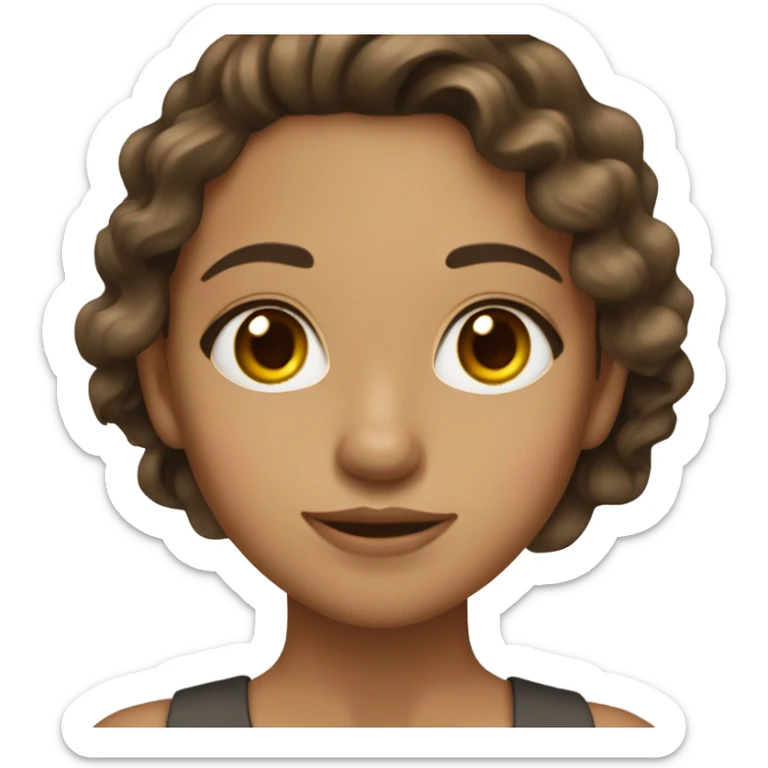 girl with olive skin, brown eyes and brown long wavy hair, an a bow holding papers sticker