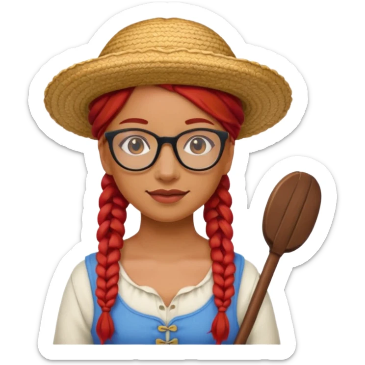 woman glassess, very fat venice gondolier with iconic hat and red hair woman braided sticker