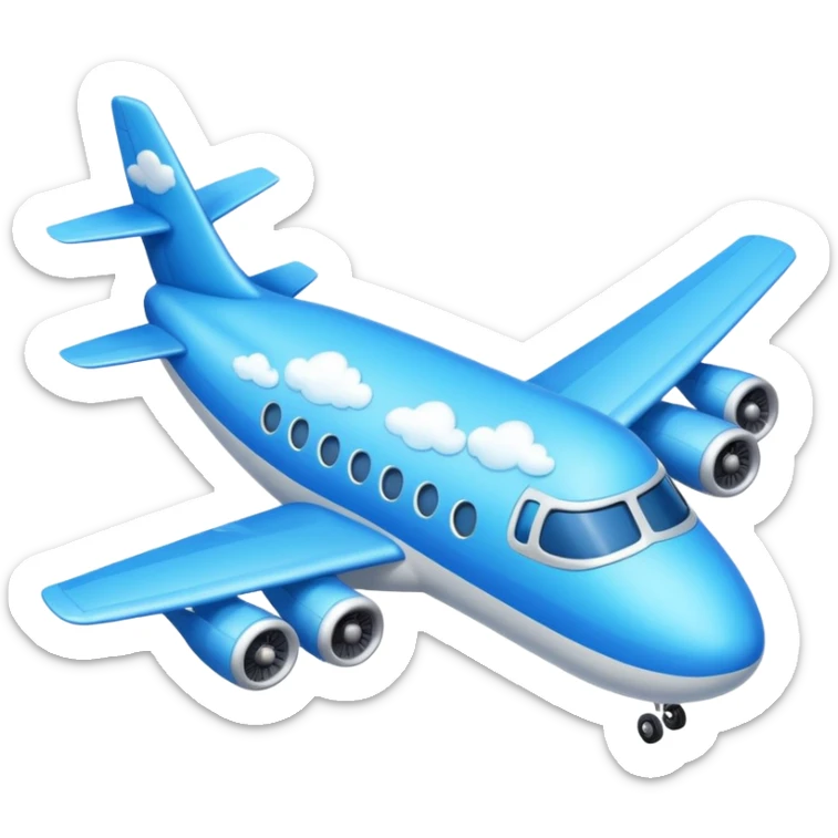 Design a cartoon-style airplane with a smiling face & playful wings. sticker