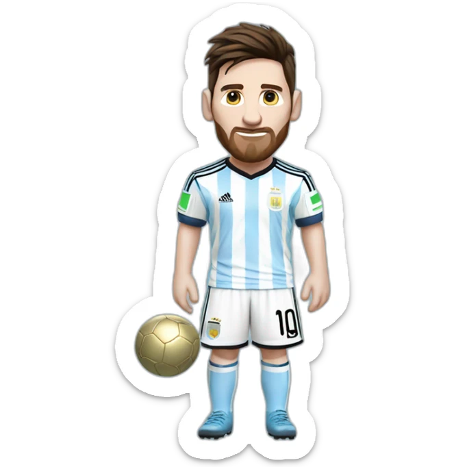 messi con la camiseta de argentina con la copa del mundo levantandola sticker
