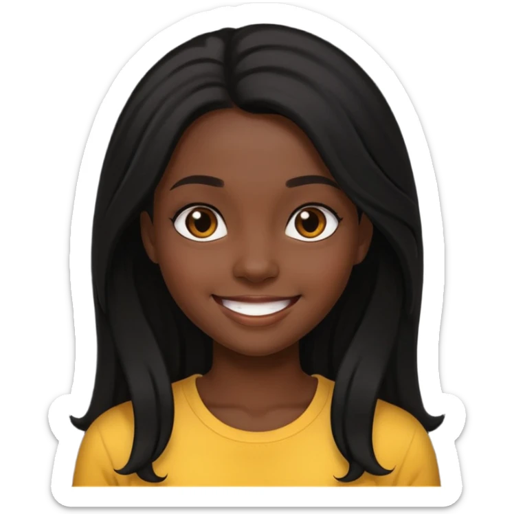 Black  girl black long hair sticker
