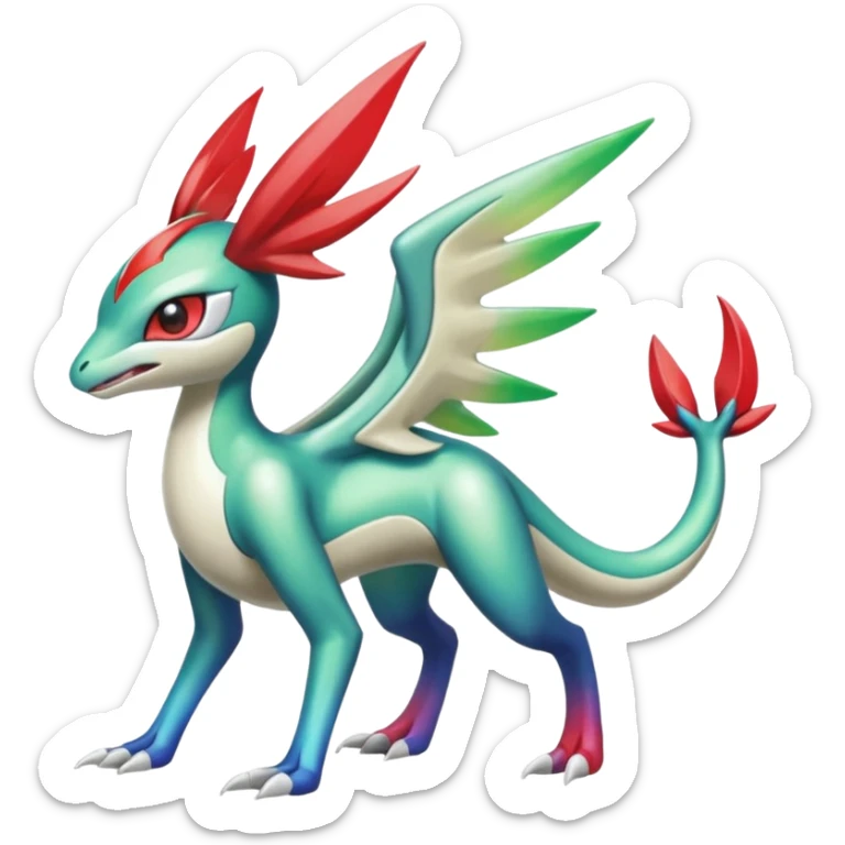 Shiny Colorful Meloetta-Flygon-Latias-Koraidon-Peppercat-Wargreymon-Protogen-Fakémon-fusion-hybrid-creature sticker