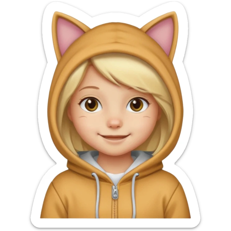 blonde girl kid in cat hoodie costume sticker