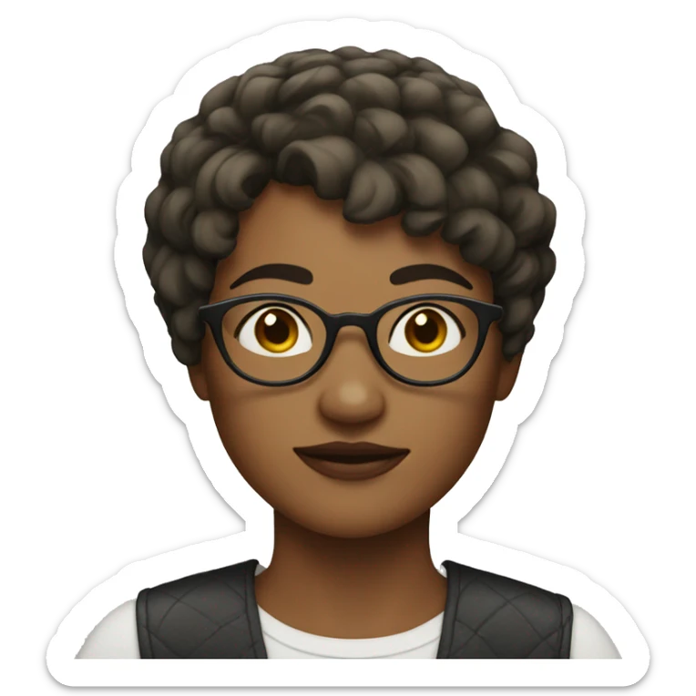 woman with short hair, round glasses and freckles
 sticker