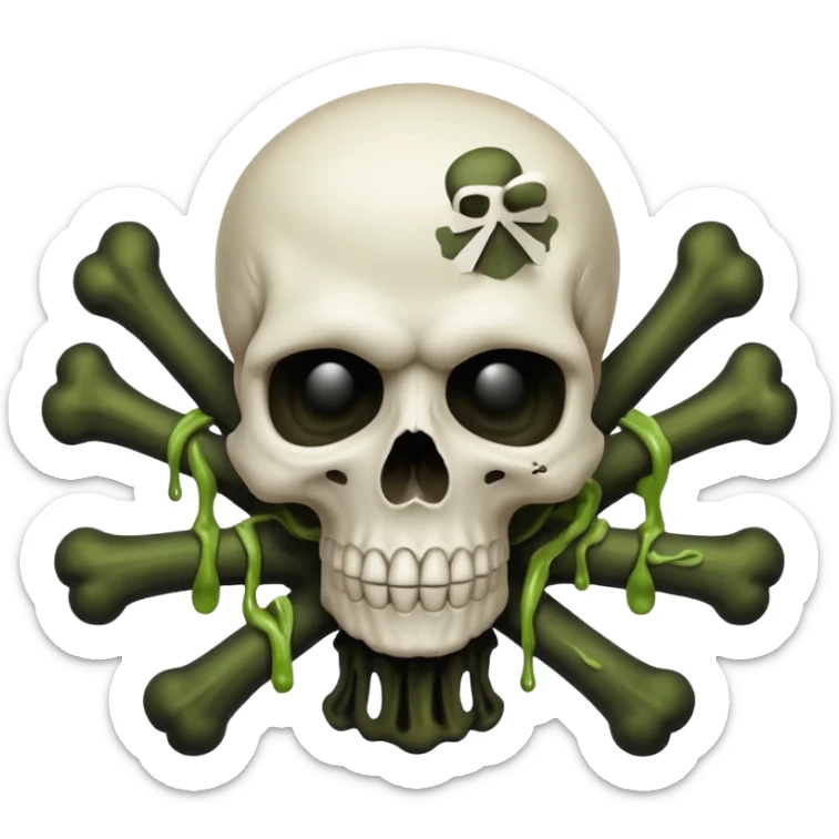 a poisonous cloud of gas, dark swamp color, with an image of a skull and two crossed bones behind the skull sticker