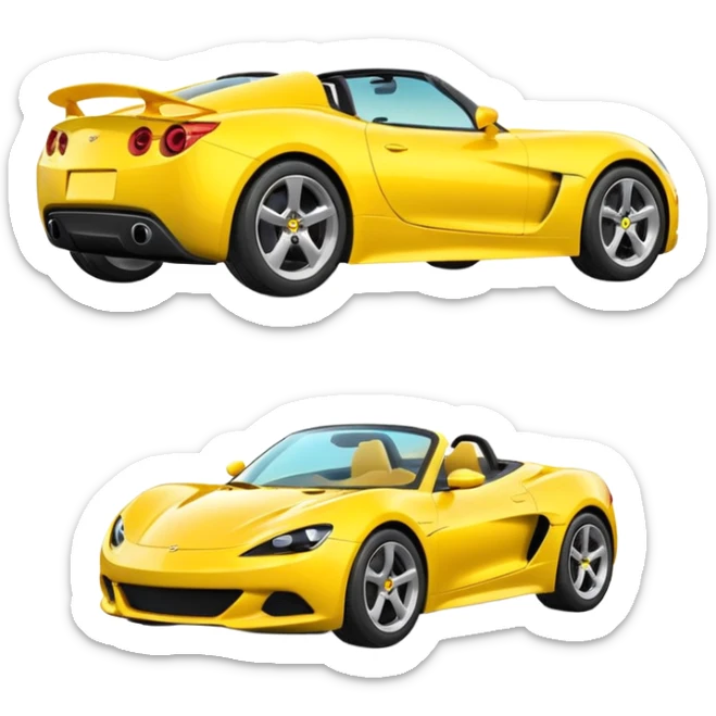 Generate a high-quality iPhone-style emoji of a yellow sports car, sleek and shiny, realistic shading, smooth gradient colors, 3D cartoon-like style, simple white background, high-resolution.

 sticker
