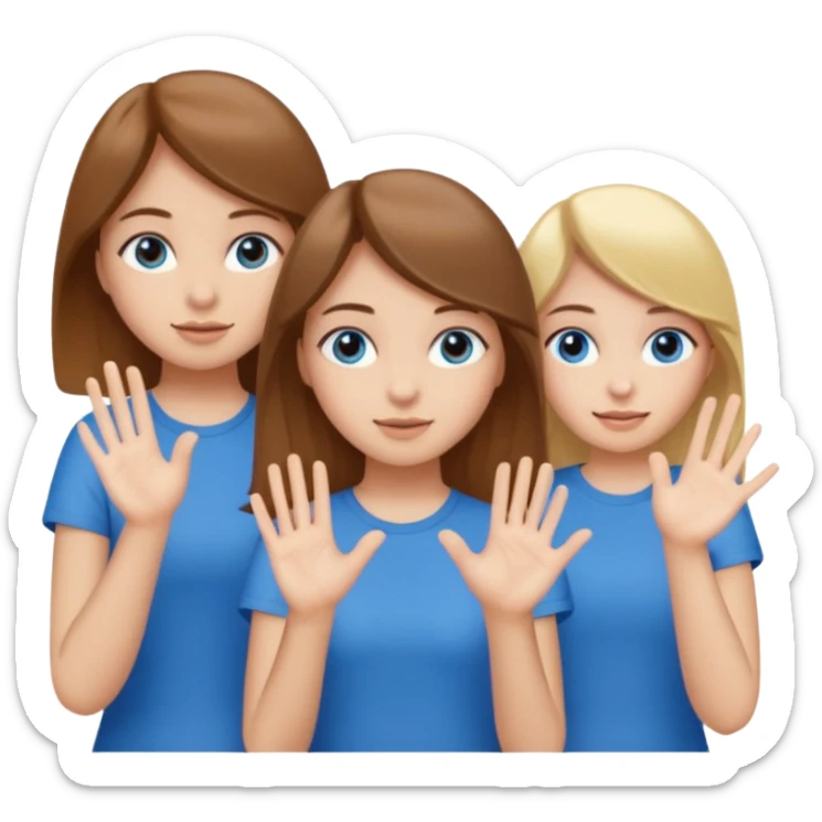Two girls saying six seven one with brown hair. And doing hand movements  white skin six seven SAYING SIX SEVEN ONE WITH BLOND HAIR blue eyes SAYING 6️⃣ 7️⃣  sticker