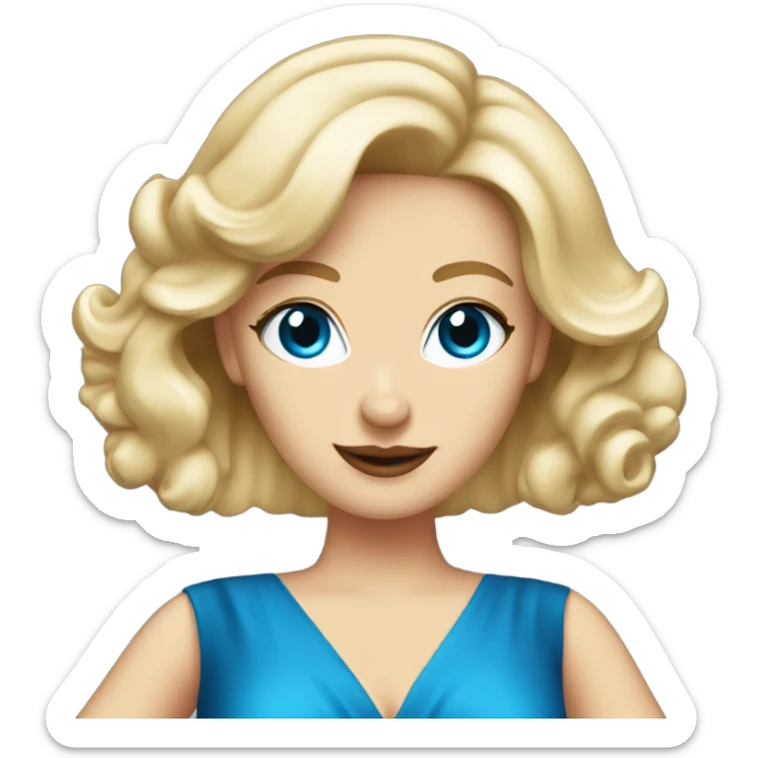 Beautiful blonde white woman with blue eyes red dress dancing with martini sticker