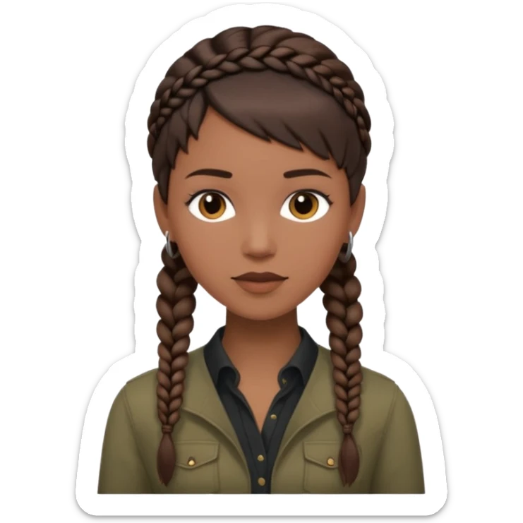 white woman brunette with a pixie hairstyle and black woman with long braids with masculine clothes sticker
