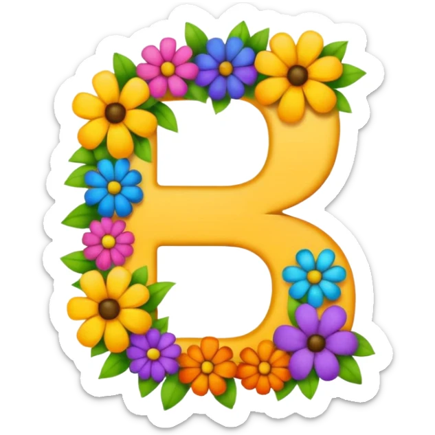 bold number 7 emoji with colorful flowers outlining the shape but not covering it sticker