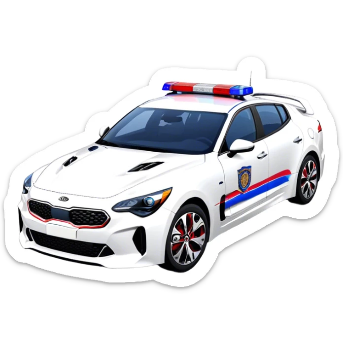 Police Car - Kia Stinger (Model Year: 2018) (Iconic Colour: White with blue and red markings) sticker