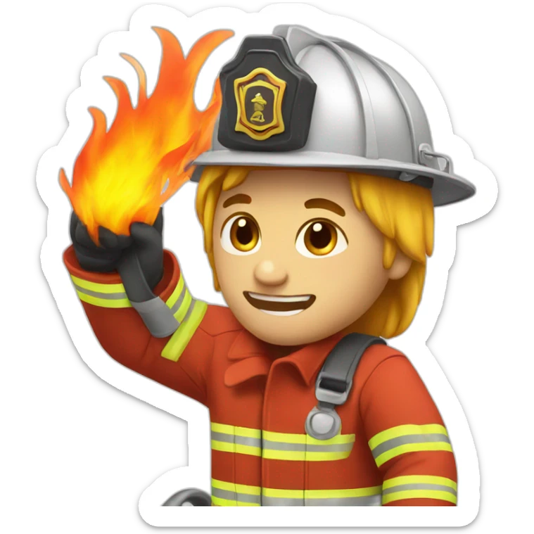 fireman on fire sticker
