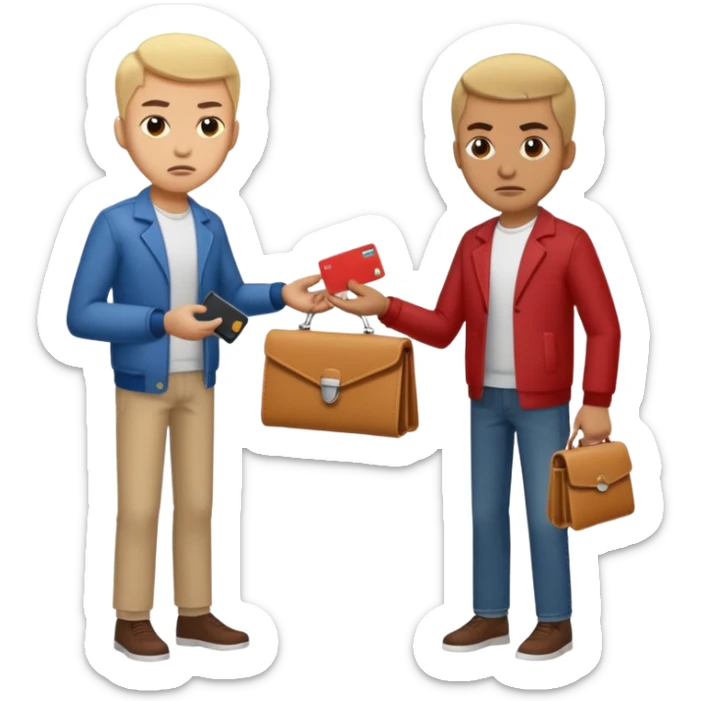persona devolviendo billetera a otra persona una persona canela y otra persona blana, racista sticker