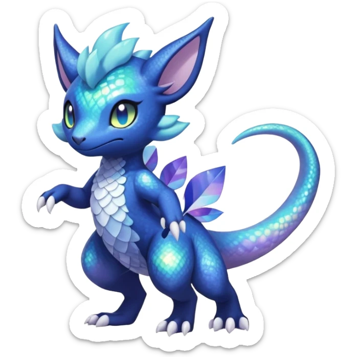 Rainbow crystal mix Shiny pastel Nebulae Salandit-Meowstic-Noibat-Fakémon-hybrid-creature (full body)  sticker