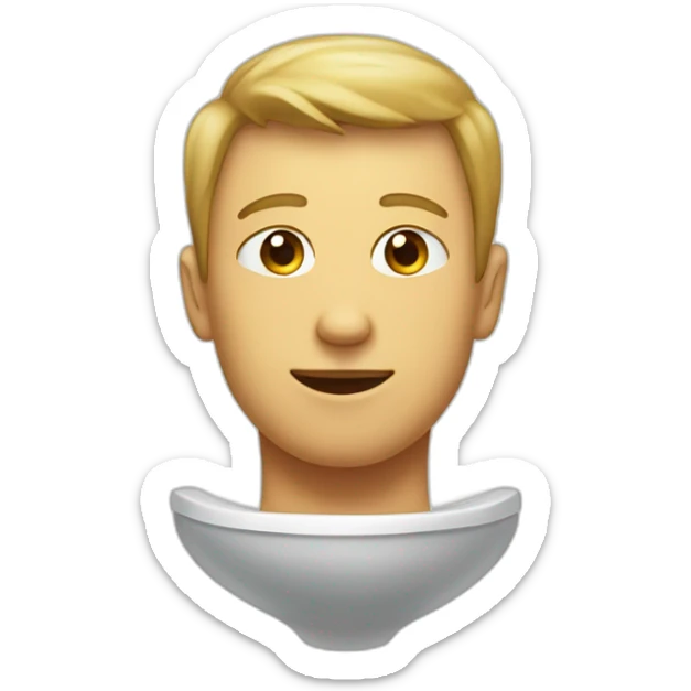 male head and neck sticking out of a toliet sticker
