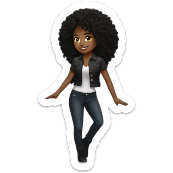 Black girl, brown eyes, black hair dancing on a music of mickel jackson sticker