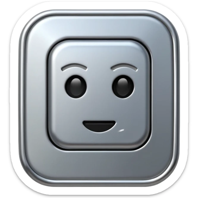 A futuristic microchip emoji made of polished silver chrome, minimal circuit details, smooth metallic surface, soft lighting, iOS emoji style, centered, clean white background sticker