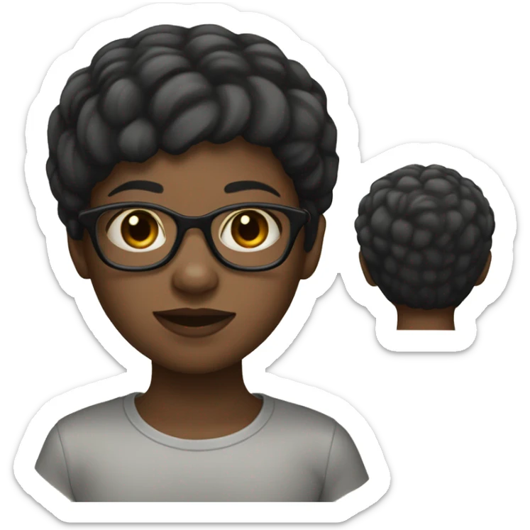 A black girl who wears glasses with a bowl haircut haïr black sticker