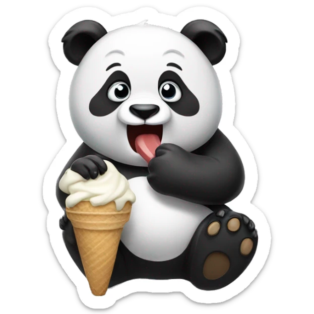 Panda eating ice cream sticker