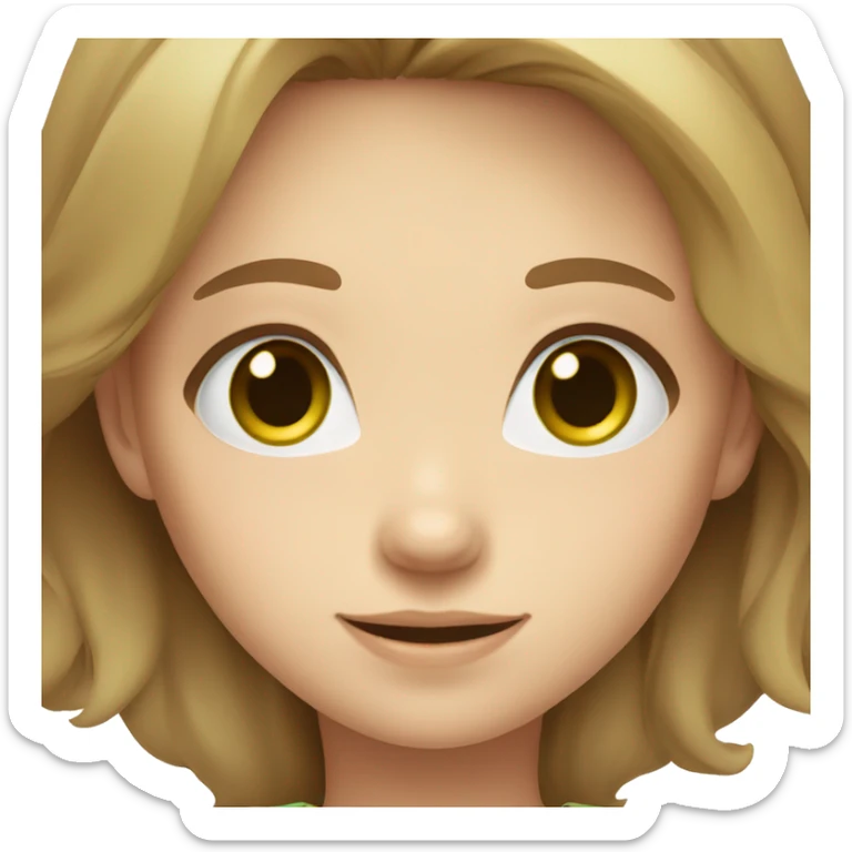 smiley girl light brown hair green eyes coy clothes sticker