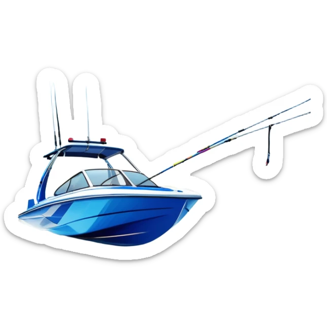 humanless icon showing water skis on the surface of the water, with ski ropes trailing behind. In the background, a boat fades into the distance, leaving a wake. The focus is on the skis gliding across the water. Transparent background highlights the thrill and speed of water skiing. sticker