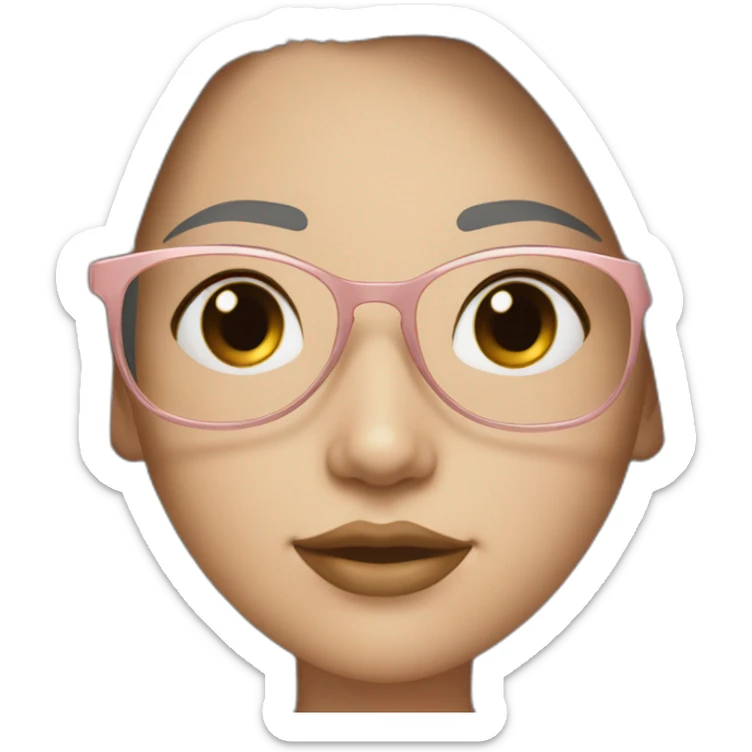 young white girl with rose gold glasses and black straight hair sticker
