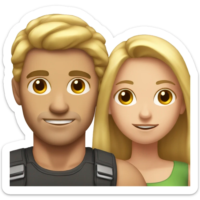 A couple. The guy is very muscular with brown hair and the girl has long blonde hair  sticker